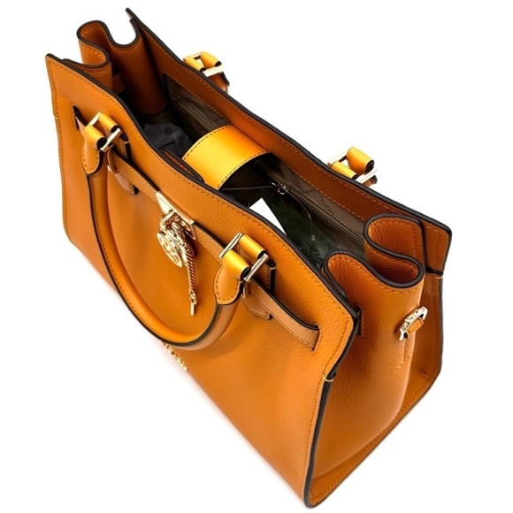 Michael Kors Medium Hamilton Leather Satchel Bag & Medium Bifold Wallet Cider - Picture 7 of 15